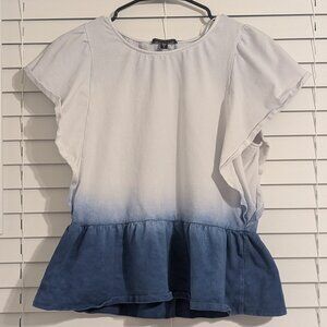Skies are Blue Ombre Casual Peplum Shirt - Size Medium
